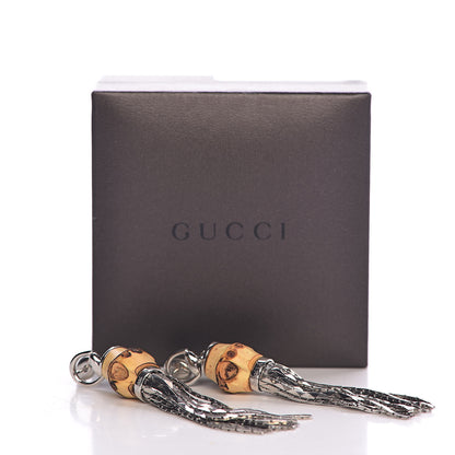 Gucci Sterling Silver Bamboo Horsebit Tassel Earrings 5 of 5