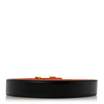 Hermes Box Togo 32mm Guilloche H Belt 90 36 Black Orange 2 of 10