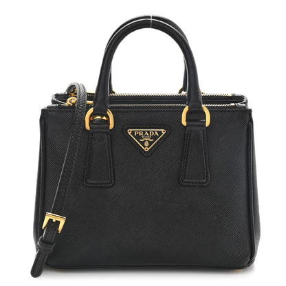 Prada Saffiano Lux Micro Galleria Double Zip Tote Black 1 of 10