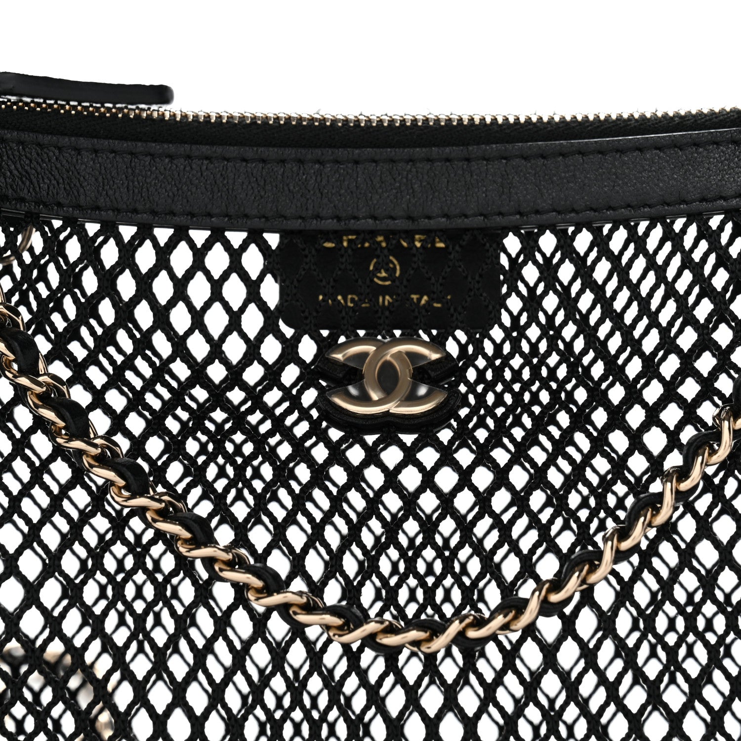 Chanel Mesh Shiny Lambskin Clutch With Chain Black 9 of 11