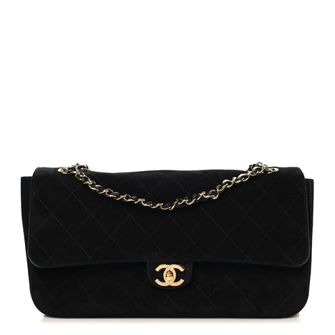 Suede Calfskin Small Souplissimo Maxi Flap Black