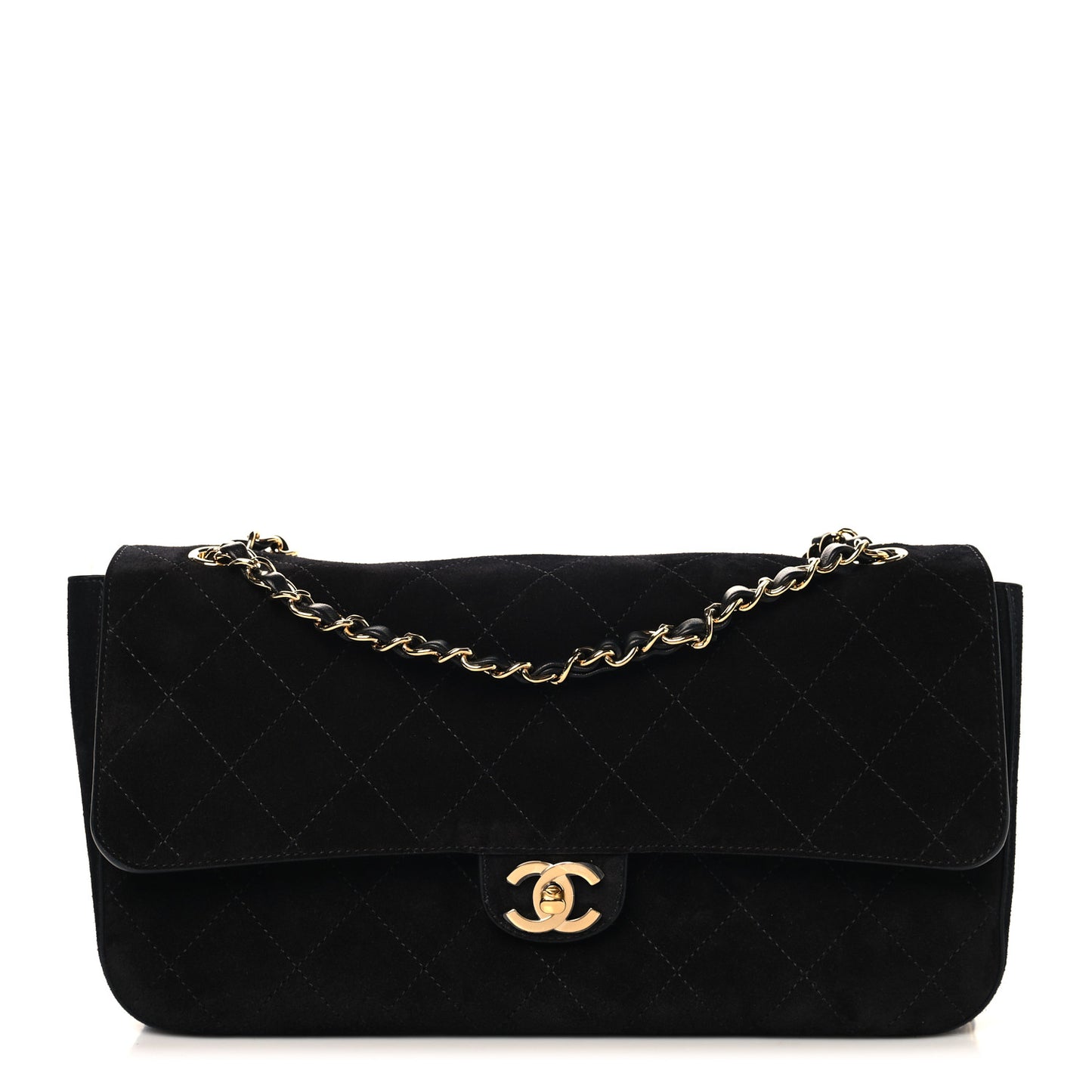 Suede Calfskin Small Souplissimo Maxi Flap Black