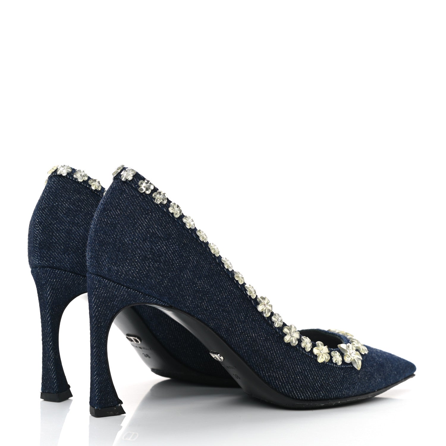 Christian Dior Denim Crystal Garland Pumps 36 Blue Fonce 4 of 9