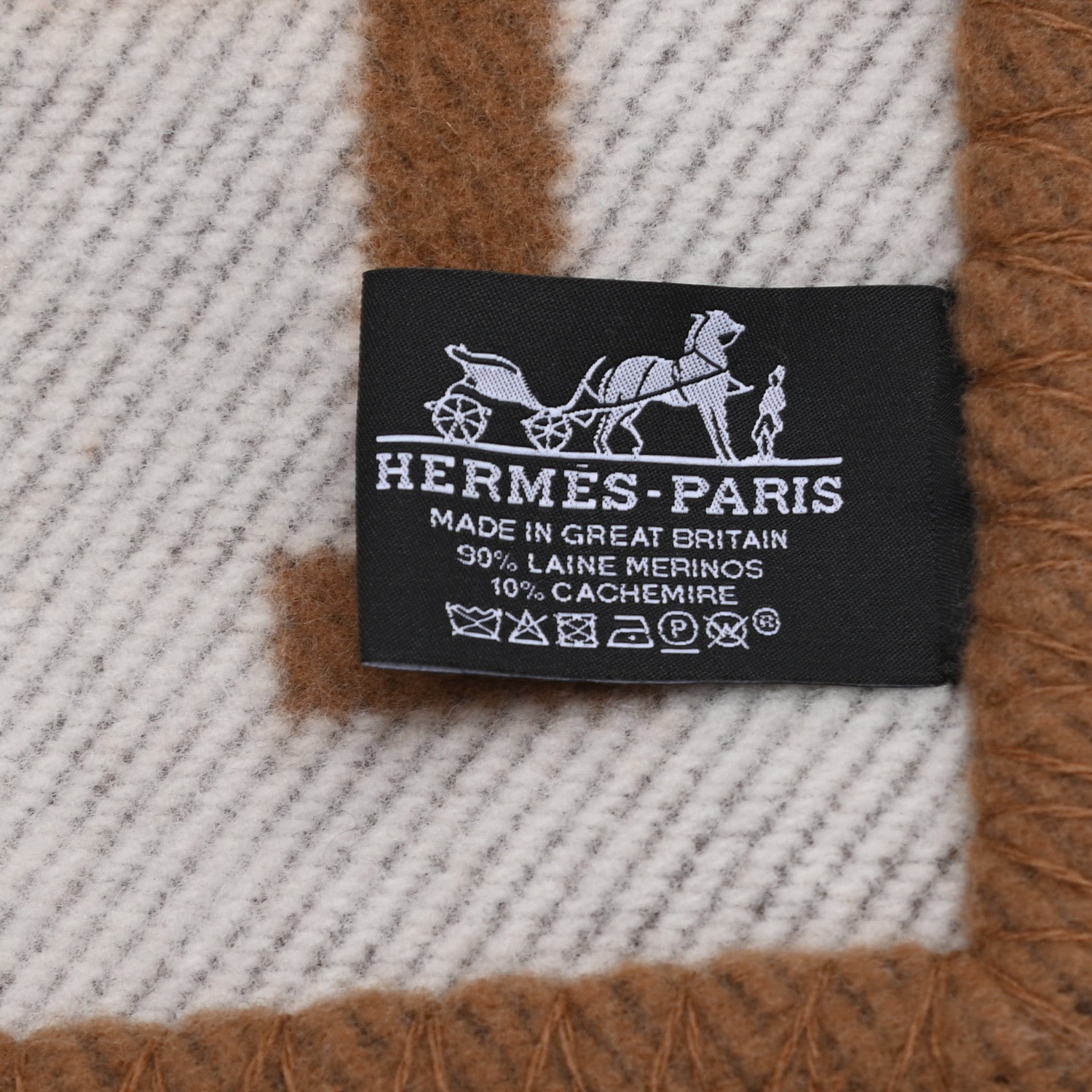 Hermes Wool Cashmere Avalon Blanket Ecru Camel 3 of 3