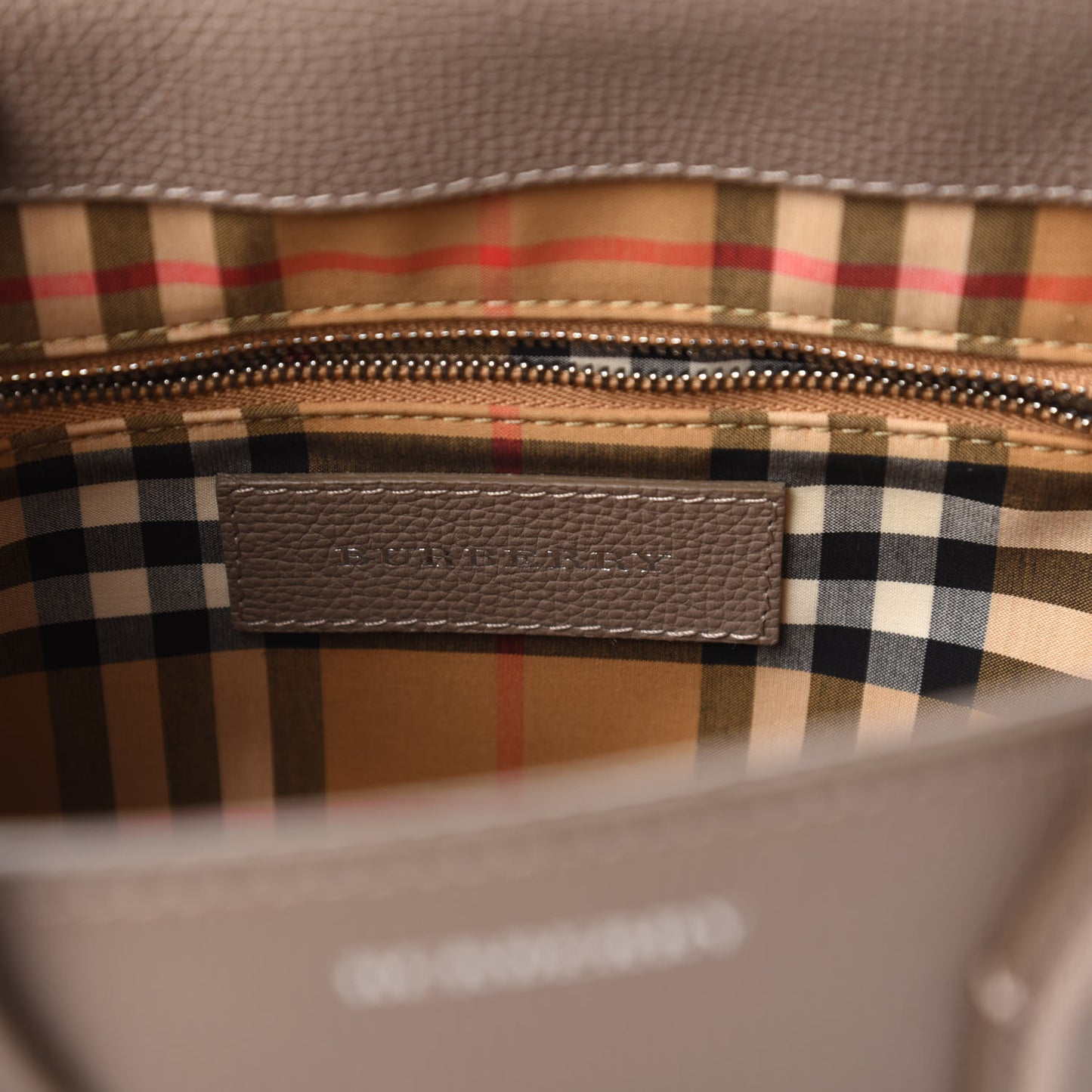 Derby Calfskin House Check Small Banner Tote Pale Taupe