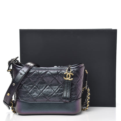 Chanel Iridescent Aged Calfskin Quilted Small Gabrielle Hobo Black 10 of 10