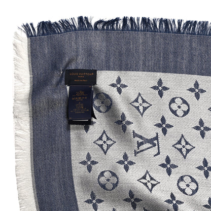 Louis Vuitton Silk Wool Monogram Denim Shawl Blue 3 of 3