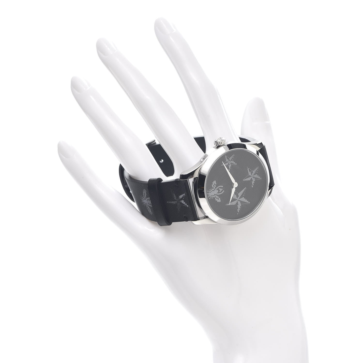 Gucci Stainless Steel Calfskin 38mm G-Timeless Bee Star Hologram Quartz Watch Black 2 of 5