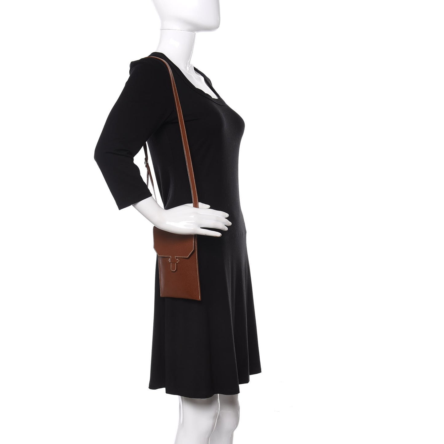 Veau Lisse Amelie Flat Pochette Noisette