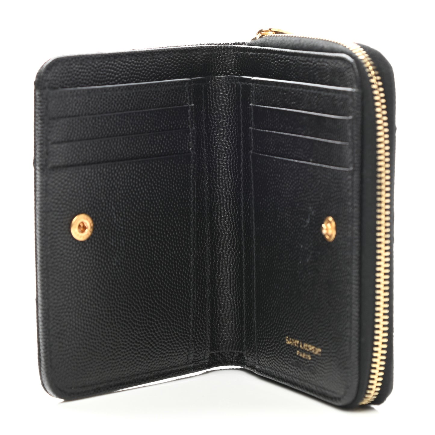 Grain De Poudre Matelasse Chevron Monogram Compact Zip Around Wallet Black