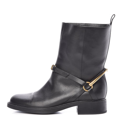 Gucci Calfskin Tess Horsebit Ankle Boots 42 Black 1 of 15
