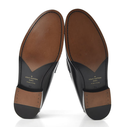 Louis Vuitton Glazed Calfskin Damier Graphite Major Loafer 7.5 Black 5 of 8