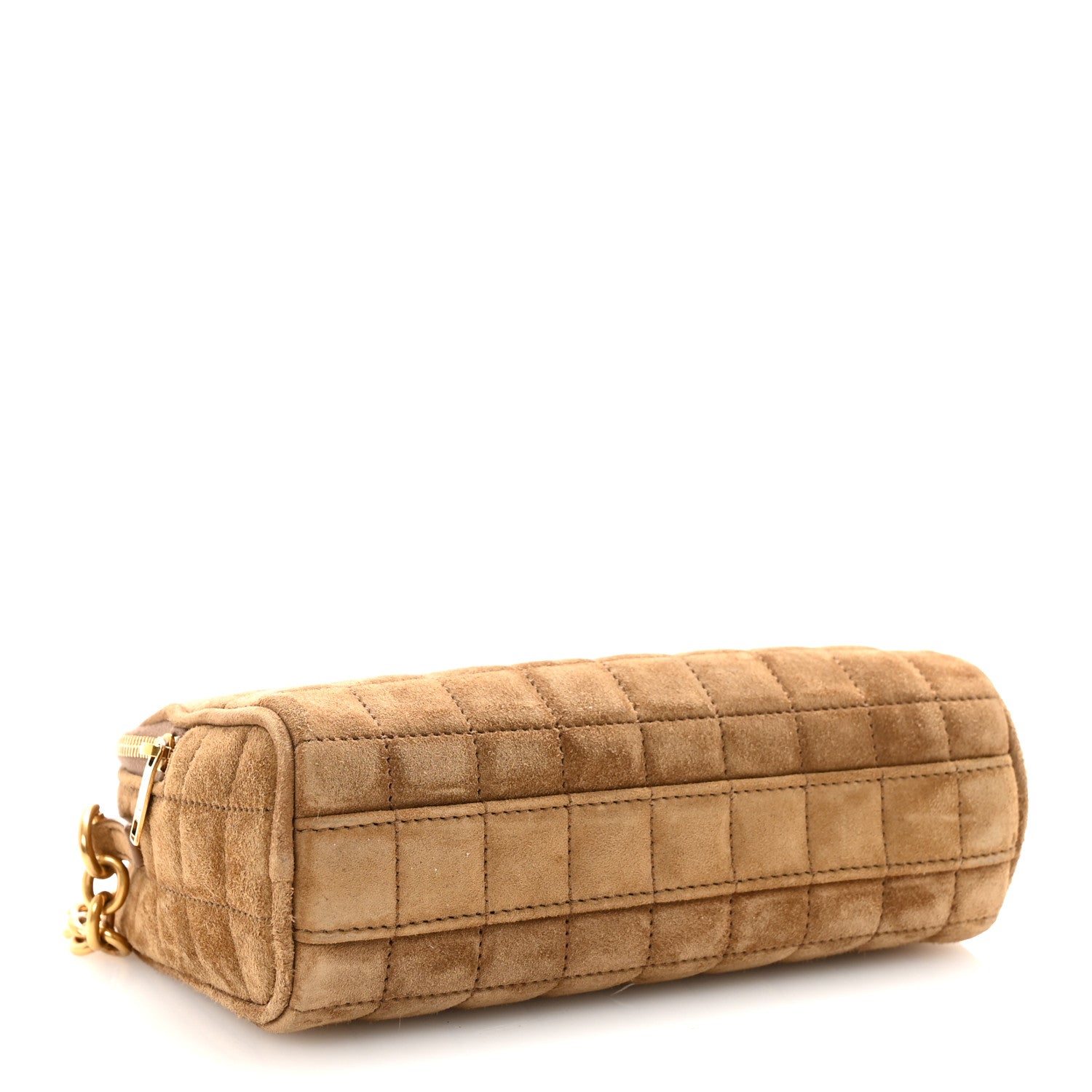 Saint Laurent Suede Calfskin Mini Quilted Monogram Camera Bag Golden Leaf 4 of 9