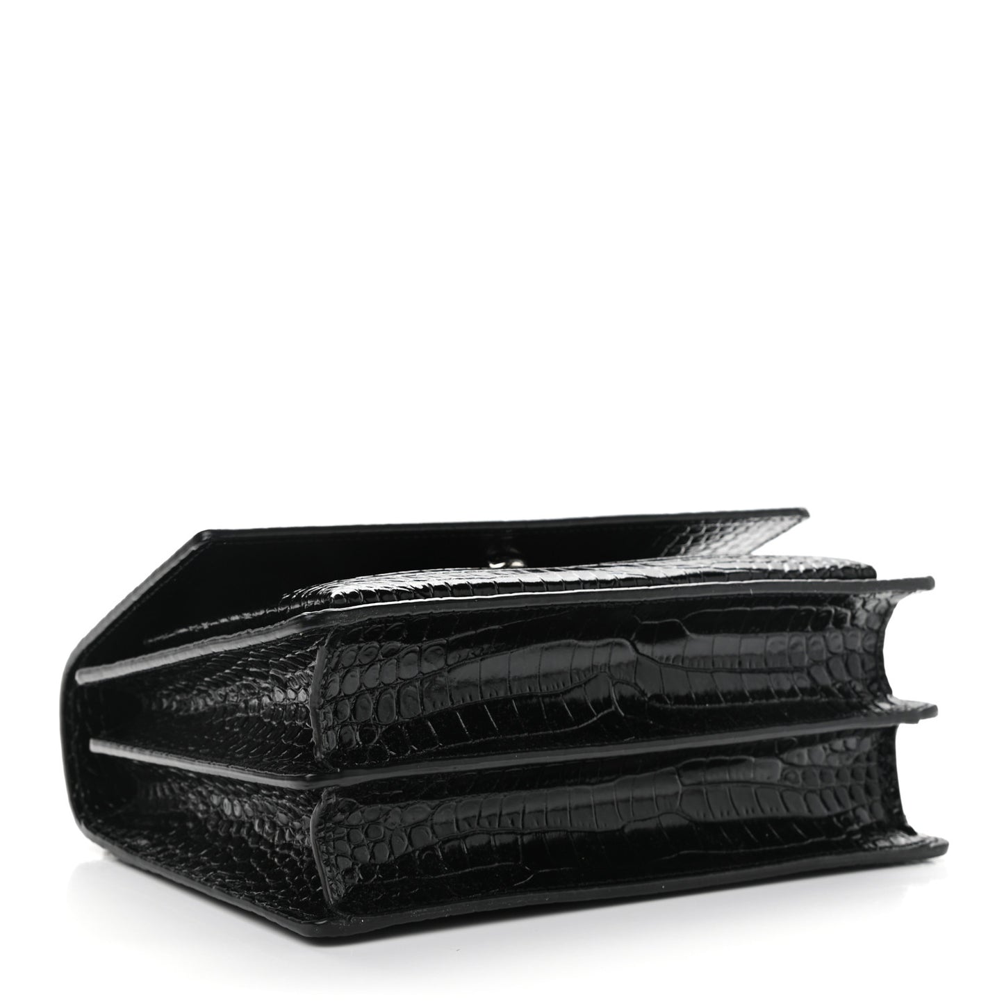 Calfskin Crocodile Embossed Medium Monogram Sunset Black
