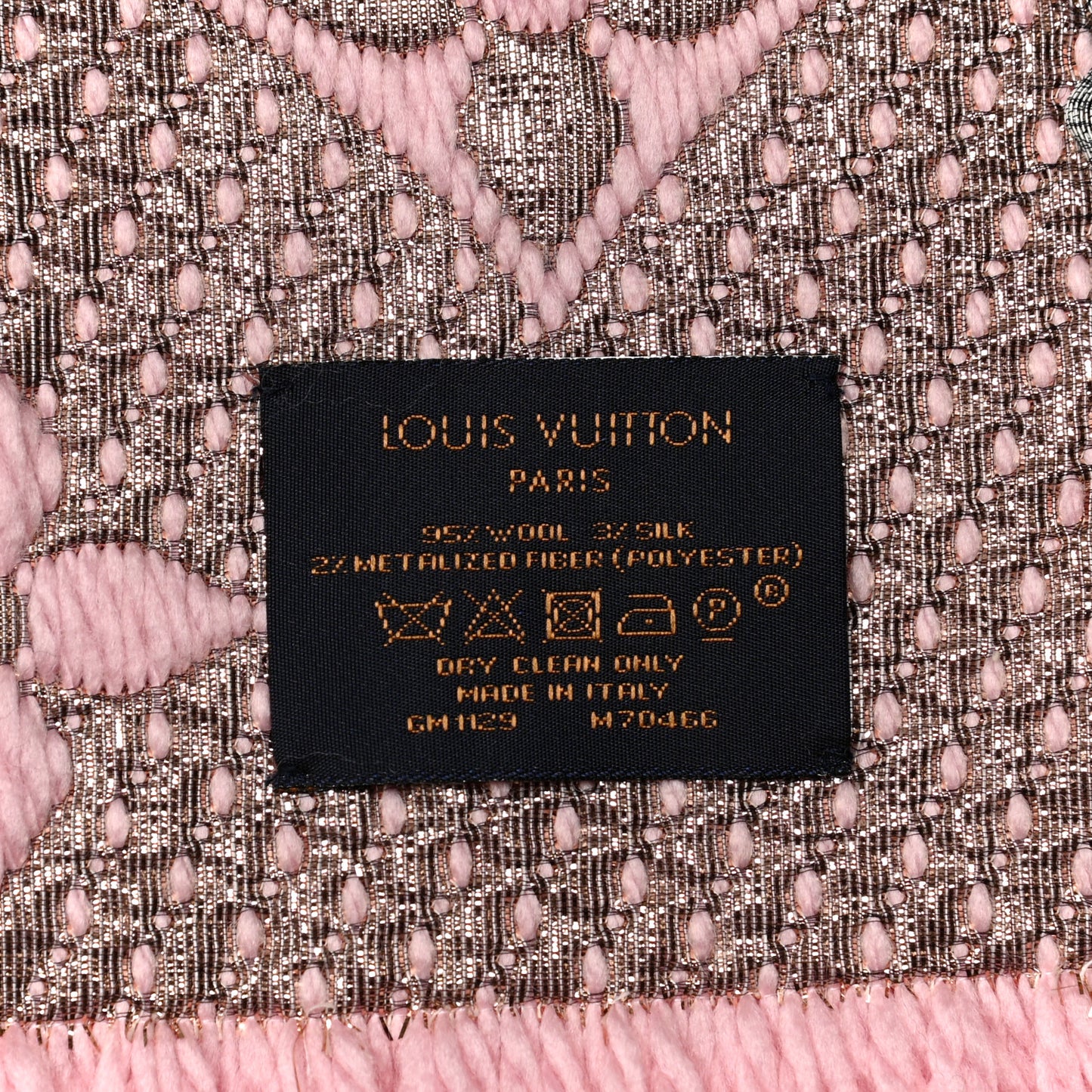 Wool Silk Logomania Shine Scarf Pink