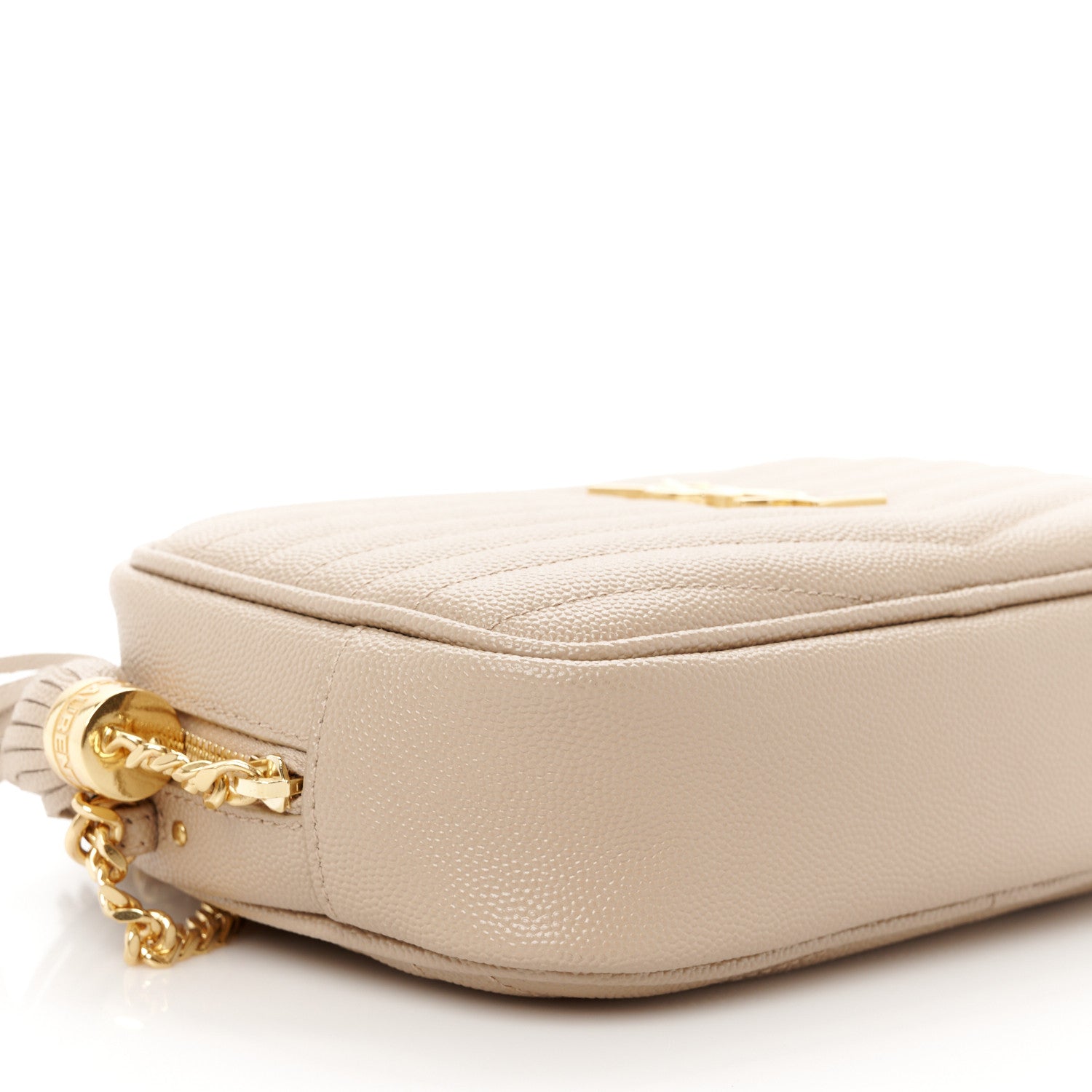 Saint Laurent Grain De Poudre Matelasse Monogram Mini Lou Camera Bag Dark Beige 9 of 11