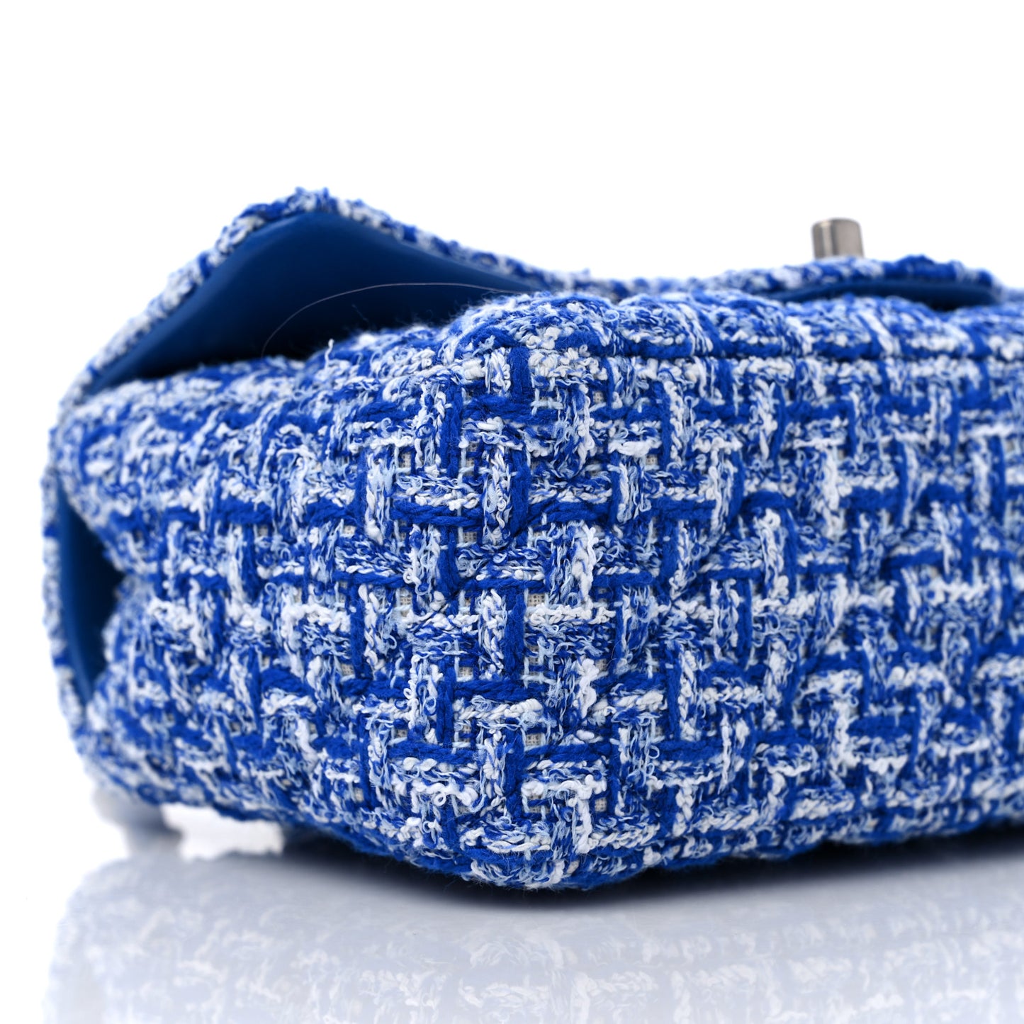 Tweed Quilted Mini Rectangular Flap Blue White