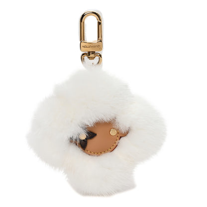 Louis Vuitton Calfskin Mink Fur Vivienne Bag Charm Key Holder White 1 of 4