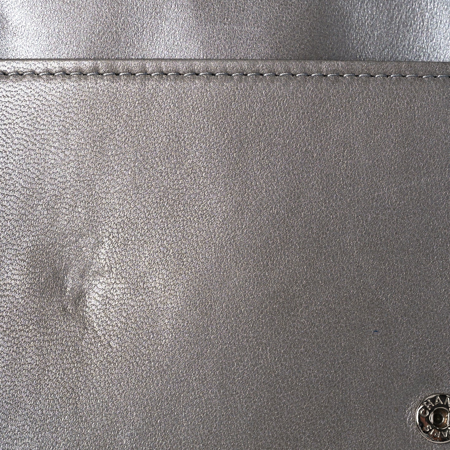 Metallic Lambskin Quilted Data Center Wallet On Chain WOC Silver