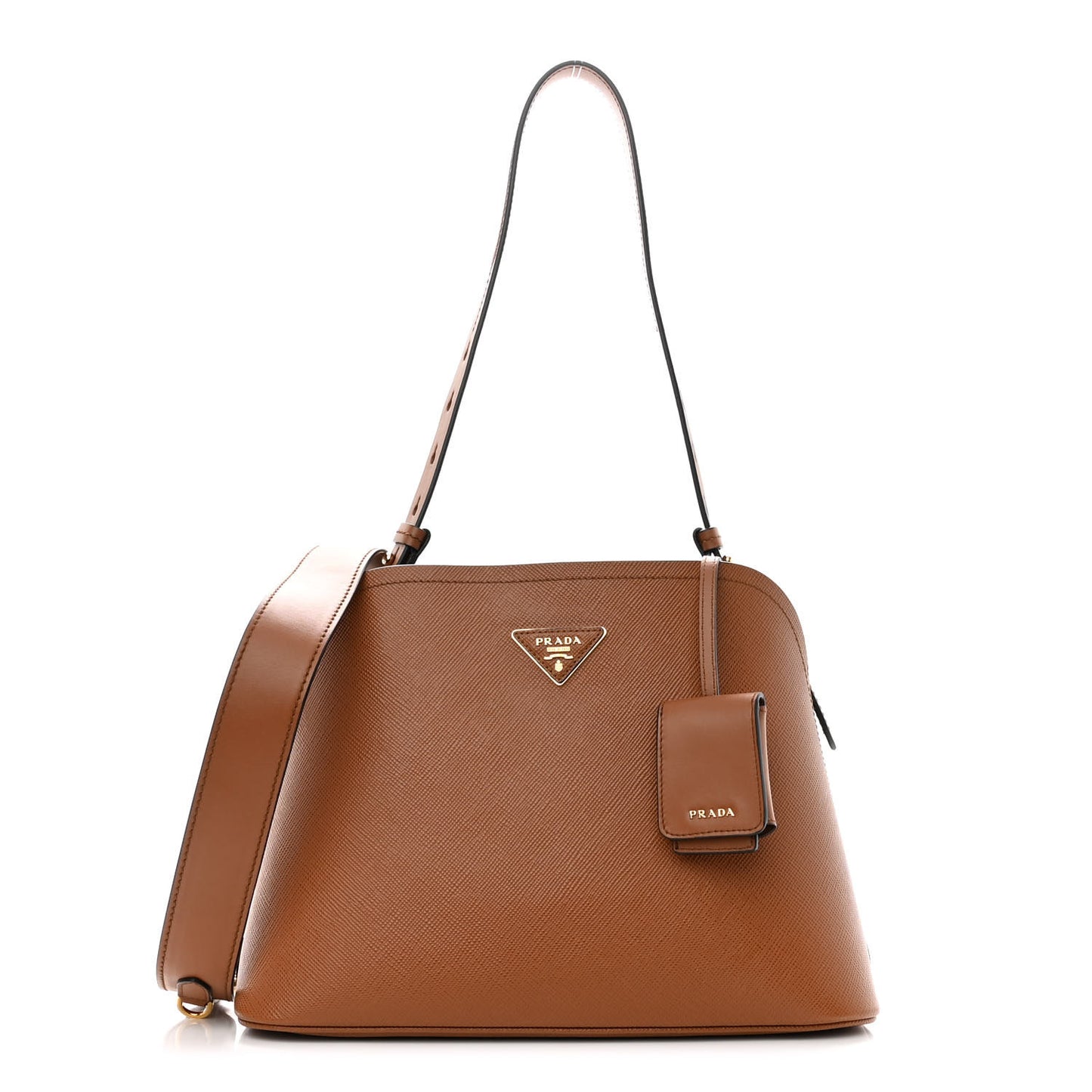 Saffiano Cuir Calfskin Matinee Tote Cognac Black