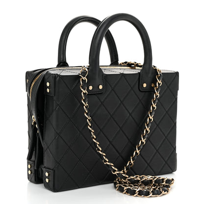 Chanel Calfskin Quilted Studded Square Vanity Case Black 3 of 11