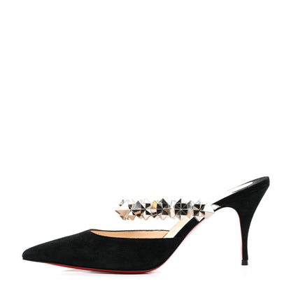 Christian Louboutin Veau Velours Specchio Planet Choc 80 Mule 39 Black 1 of 7