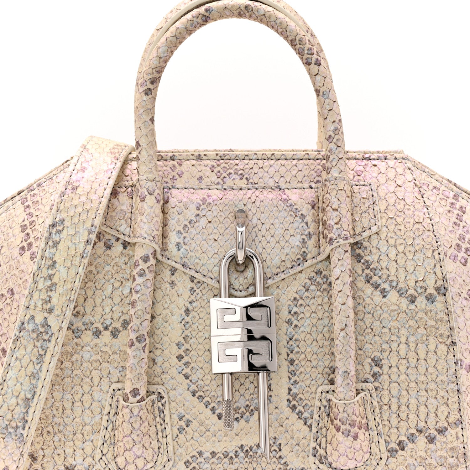 Givenchy Snakeskin Mini Lock Antigona Shoulder Bag Dusty Gold