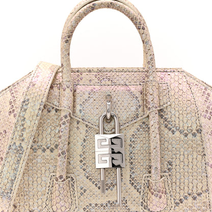 Givenchy Snakeskin Mini Lock Antigona Shoulder Bag Dusty Gold 7 of 9