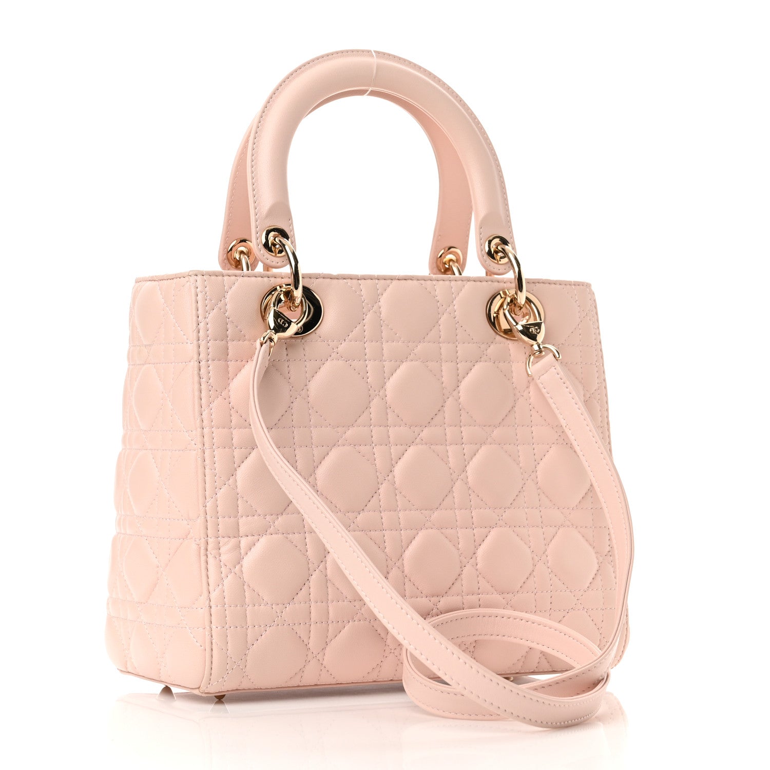 Christian Dior Lambskin Cannage Medium Lady Dior Light Pink 3 of 11