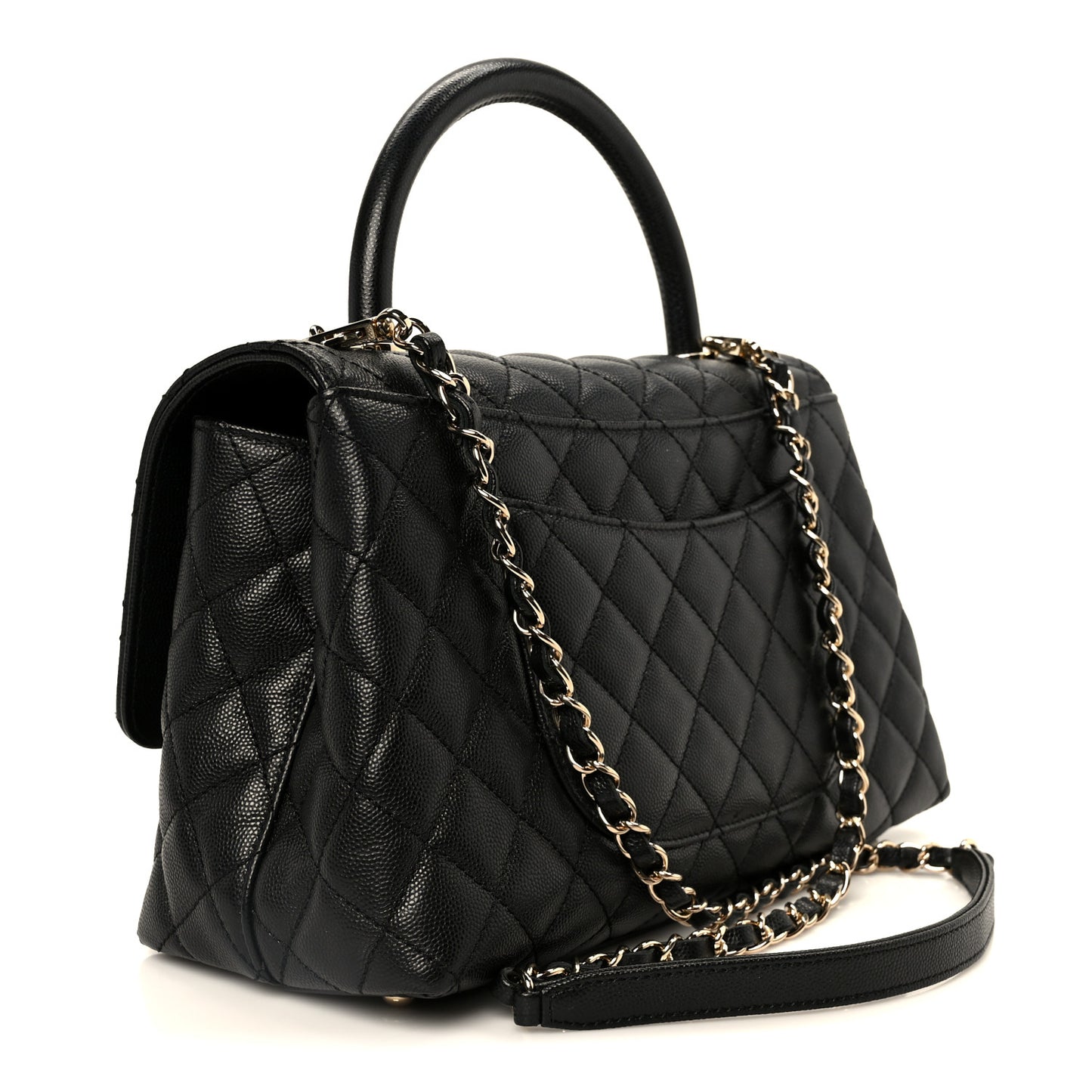 Caviar Quilted Small Coco Handle Flap Black