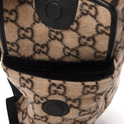 Gucci Covered Wool GG Monogram Large Double Buckle Backpack Beige Ebony Black 11 of 13