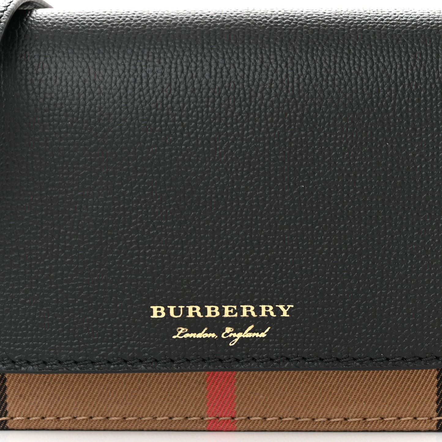 Derby Calfskin House Check Wallet On Chain Black