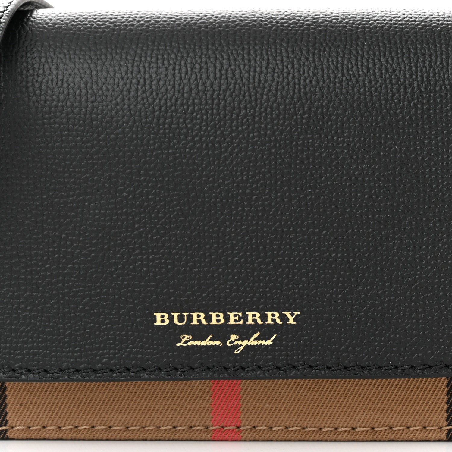 Burberry Derby Calfskin House Check Wallet On Chain Black 7 of 9
