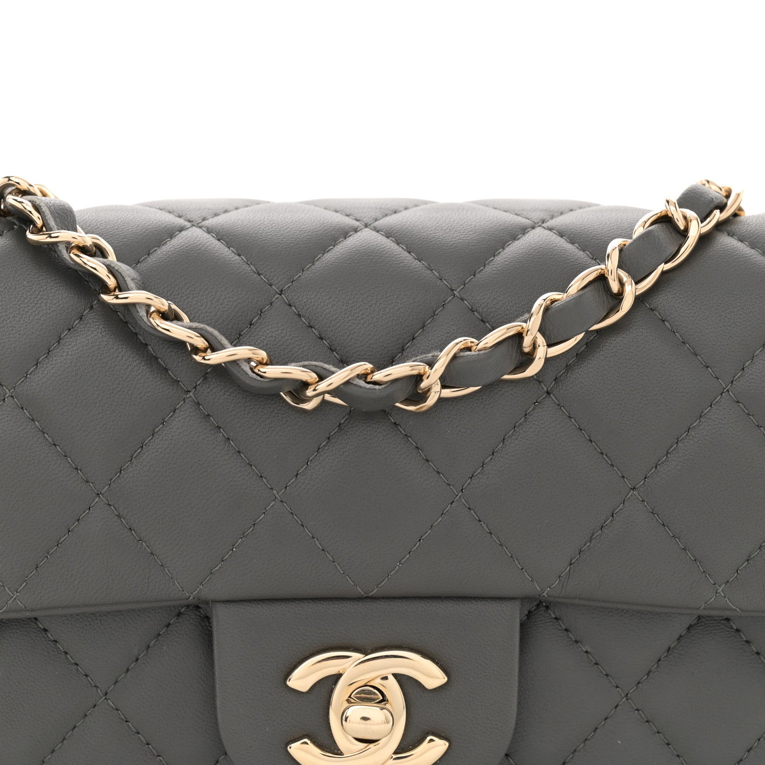 Chanel Lambskin Quilted Mini Rectangular Flap Dark Grey 8 of 11