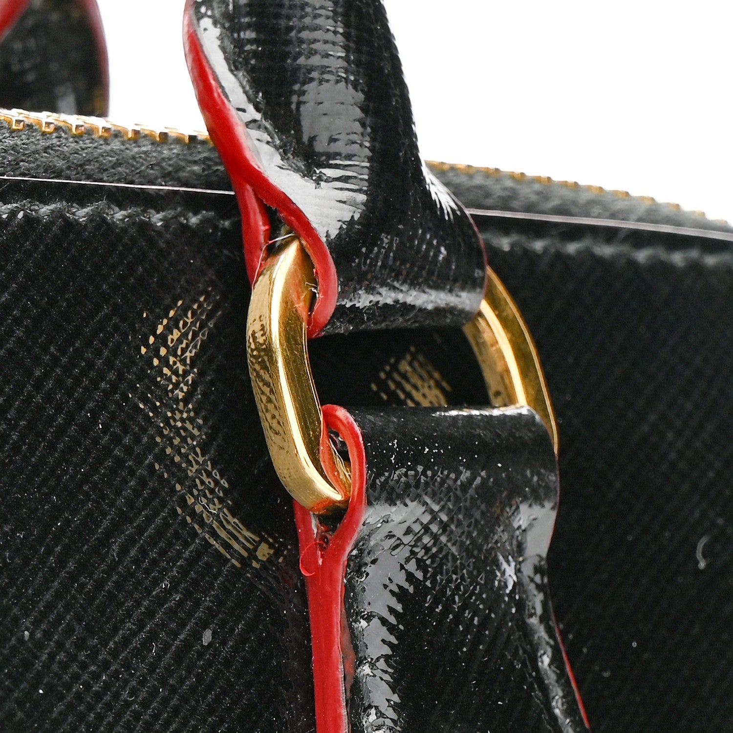 Prada Saffiano Vernice Medium Promenade Tote Black Rosso 18 of 18