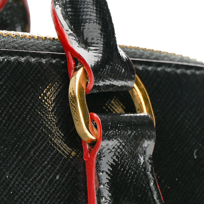 Prada Saffiano Vernice Medium Promenade Tote Black Rosso 18 of 18
