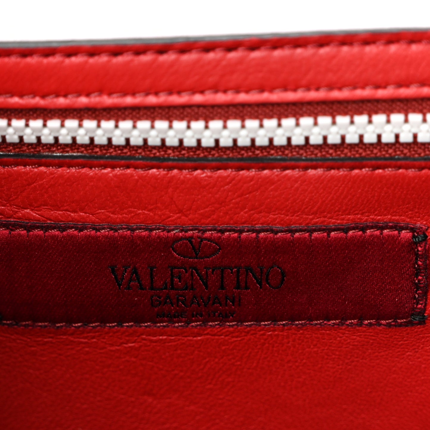 Lambskin Free Rockstud Spike Wallet on Chain Optic White