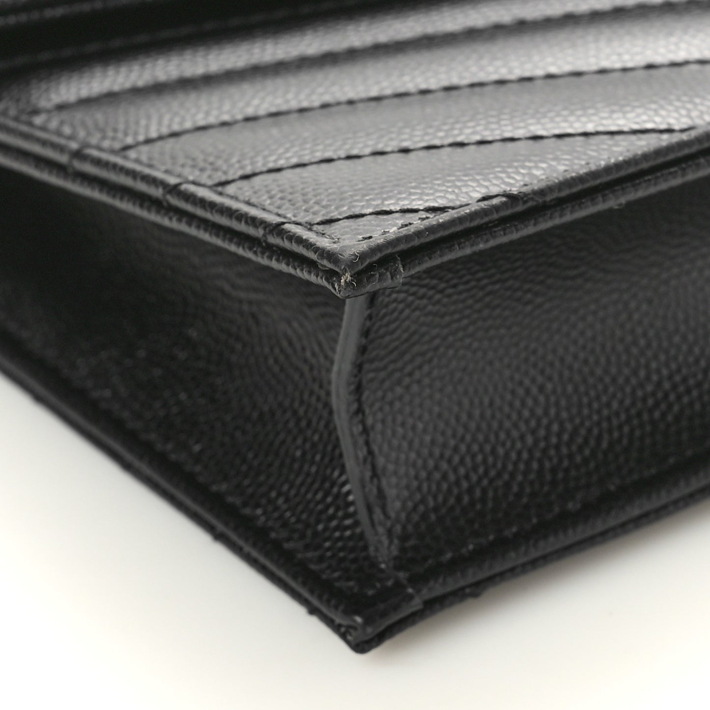 Grain De Poudre Matelasse Chevron Monogram Envelope Chain Wallet Black