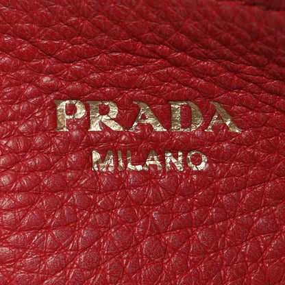 Prada Vitello Daino Top Handle Shoulder Bag Rosso 6 of 9
