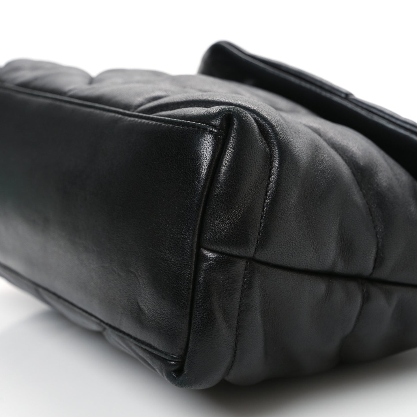Lambskin Quilted Monogram Monochrome Small Loulou Puffer Chain Satchel Black