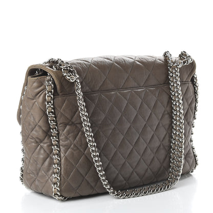 Chanel Washed Lambskin Quilted Maxi Chain Around Flap Taupe 3 of 10