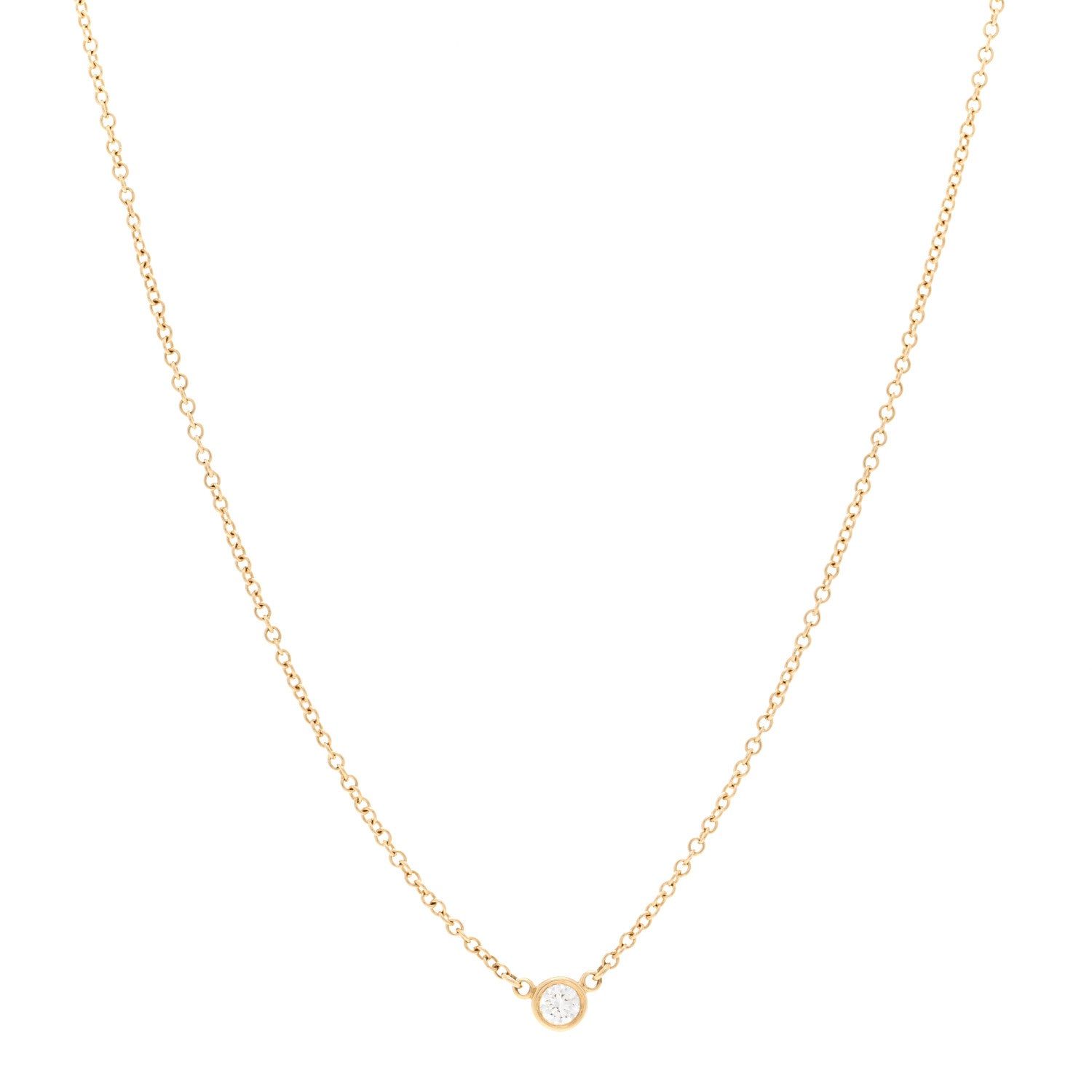 Tiffany 18K Yellow Gold Diamond .08ct Elsa Peretti Diamonds by the Yard Pendant Necklace 1 of 4
