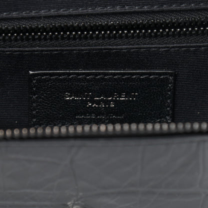 Saint Laurent Crocodile Embossed Matelasse Monogram Niki Body Bag Black 6 of 9