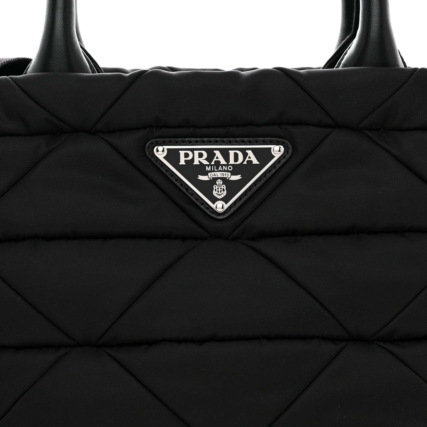 Prada Re-Nylon Nappa Triangle Quilted Padded Small Double Handled Zip Tote Black 9 of 11