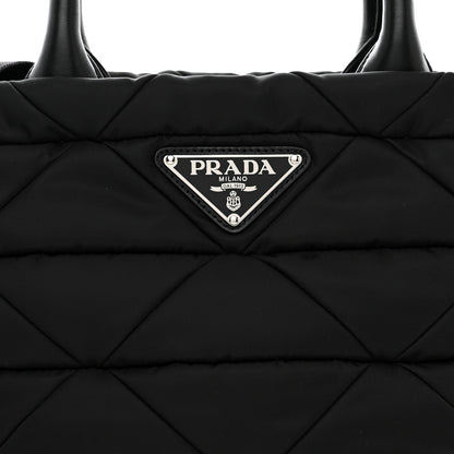 Prada Re-Nylon Nappa Triangle Quilted Padded Small Double Handled Zip Tote Black 9 of 11