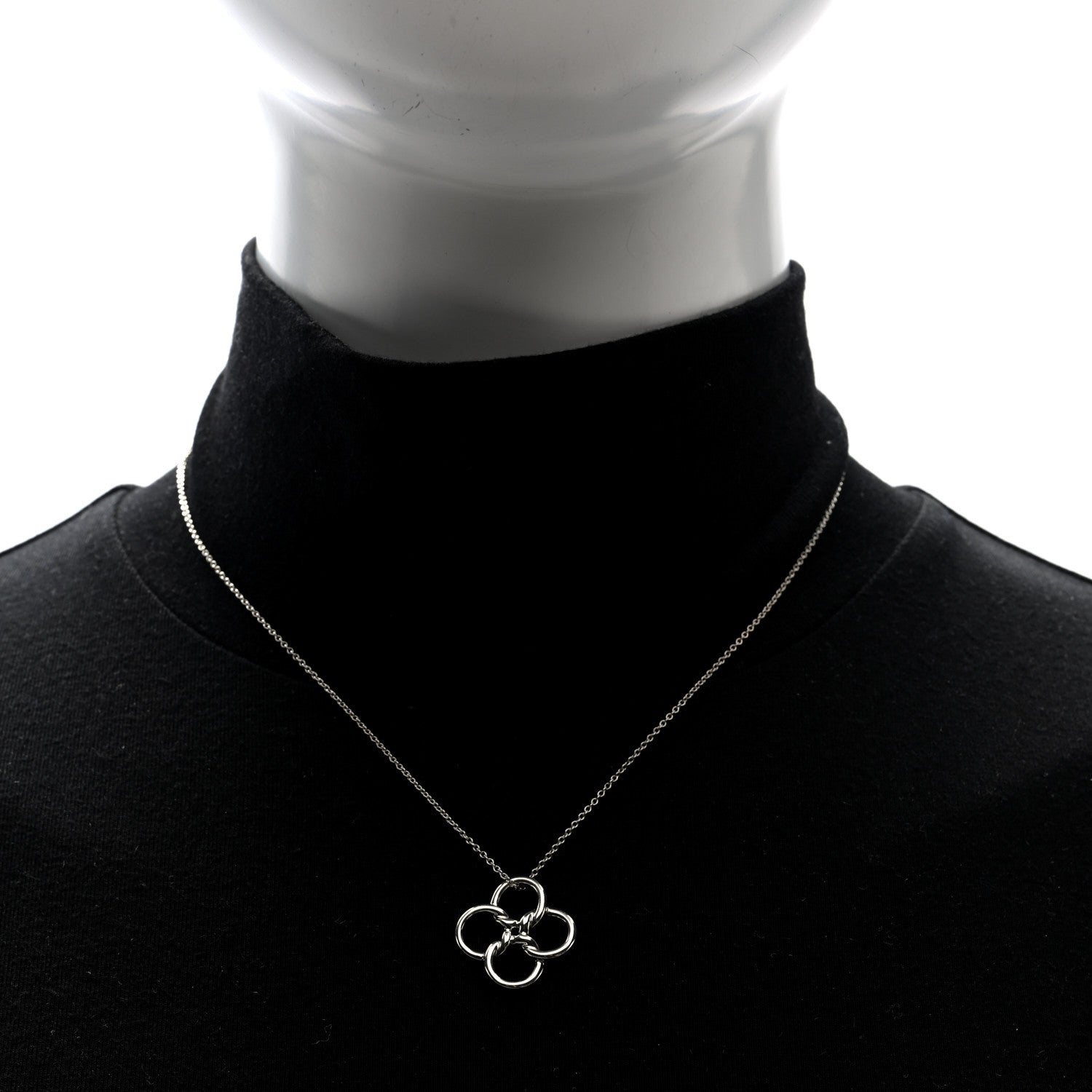Tiffany Sterling Silver Elsa Peretti Quadrifoglio Pendant Necklace 2 of 4