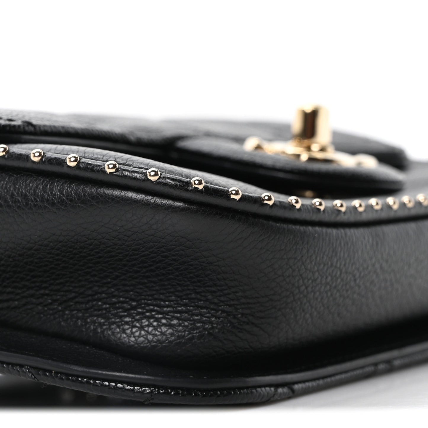 Caviar Quilted Studded Flap Waist Bag Black