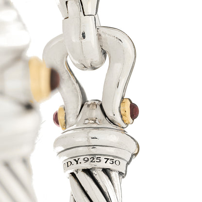 David Yurman Sterling Silver 18K Yellow Gold Rhodolite Garnet 7mm Cable Classic Buckle Bracelet 3 of 3
