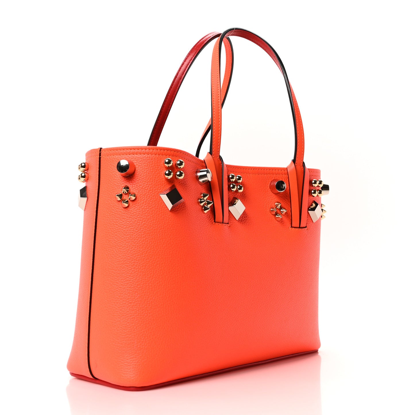 Calfskin Empire Spike Studded East West Cabata Tote Sunrise Multicolor