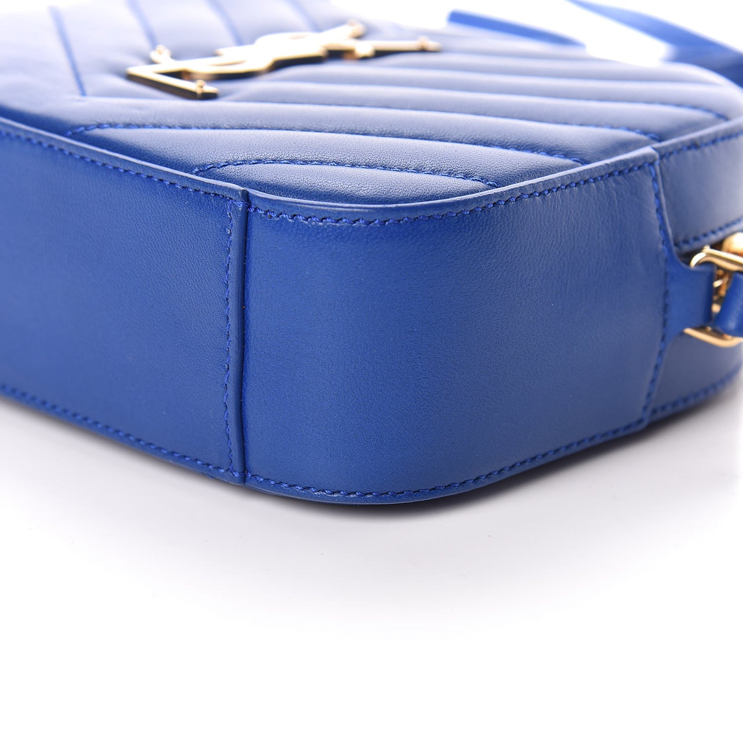 Lambskin Chevron Small Classic Monogram Camera Bag Blue Majorelle